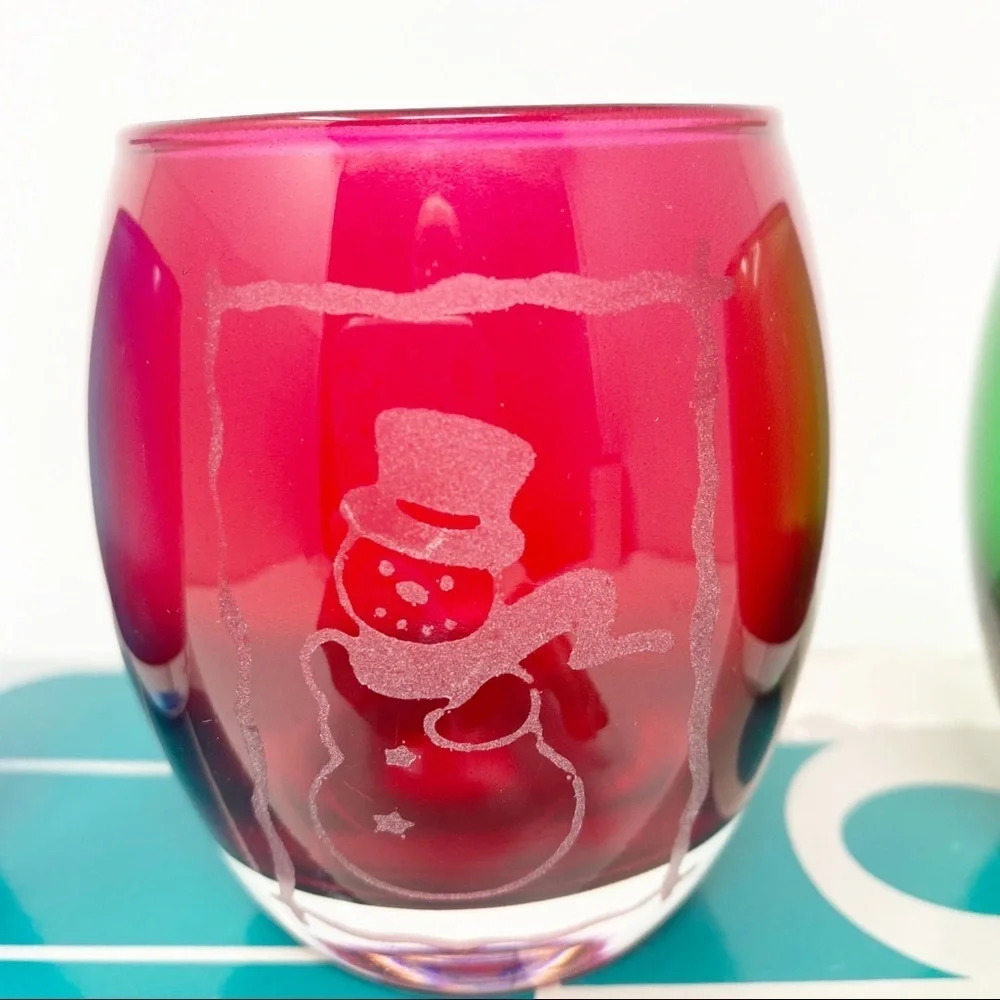 PARTYLITE Tealight Trio Candle Holders P7259 Set of 3 Holiday Green, Red, Blue